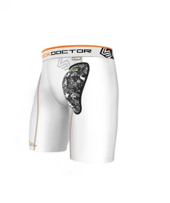 Shock Doctor White Compression Short With AirCore Hard Cup - Mens Cups