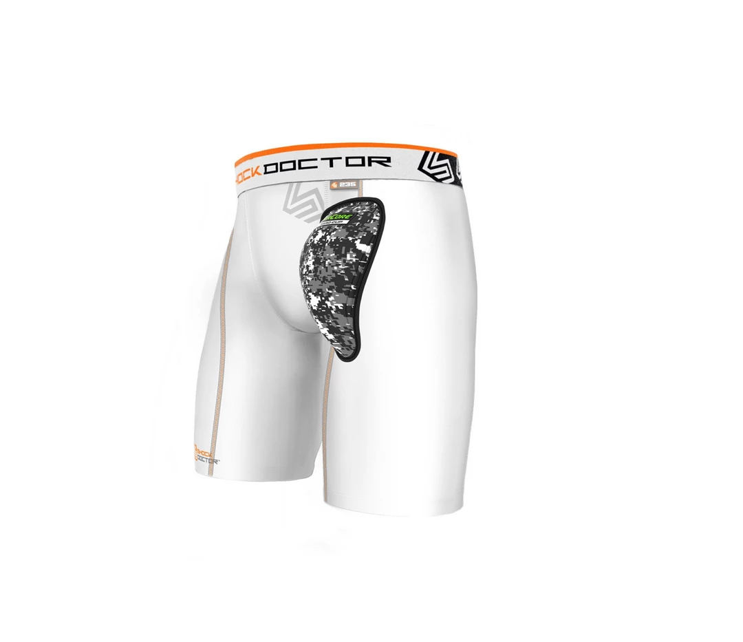 Shock Doctor White Compression Short With AirCore Hard Cup - Mens Cups 3 Shock Doctor White Compression Short With AirCore Hard Cup - Mens Cups